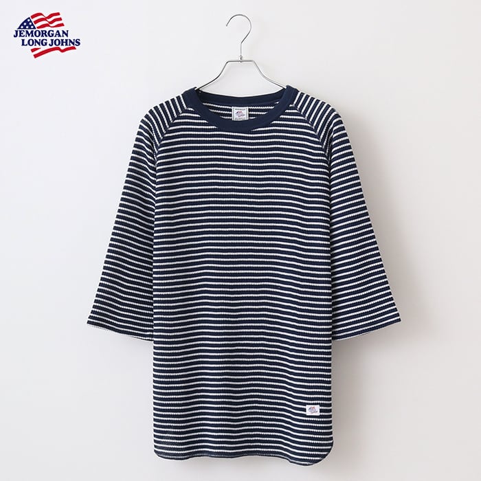 2025SS 新作】ワッフル ボーダー7分袖ラグランT #JF005-12S | JEMORGAN
