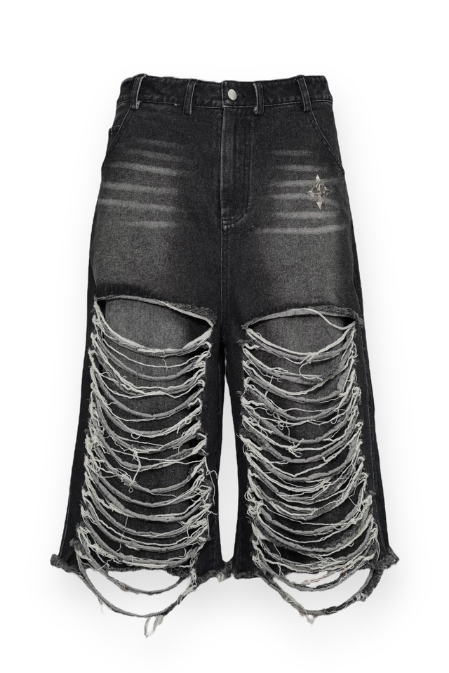 【RUPTIVEY RTY】studs cross baggy denim shorts ”刻凌”