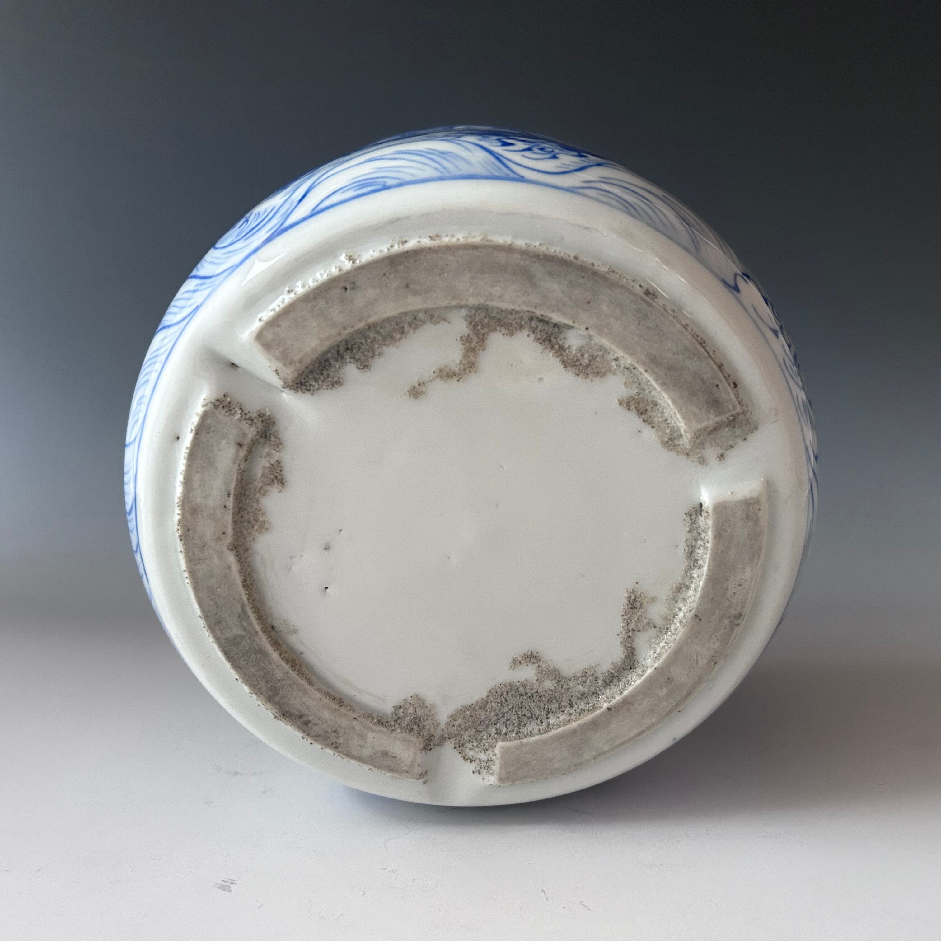 茶道具 新渡 染付 鶴絵 水指 中国 茶会 初釜 稽古 棚 しんと そめつけ