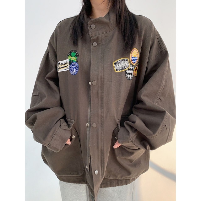 ワッペンデザインミリタリーブルゾン R00795
