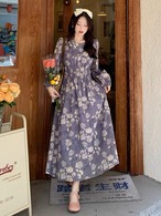 花柄ロング丈フレアワンピース G105CON0044