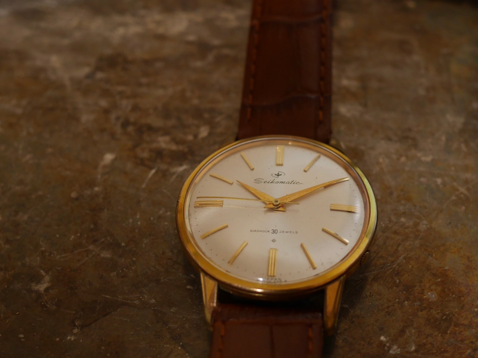 SEIKO】 1960s セイコー マチック 30石 ノンデイト 金無垢インデックス 