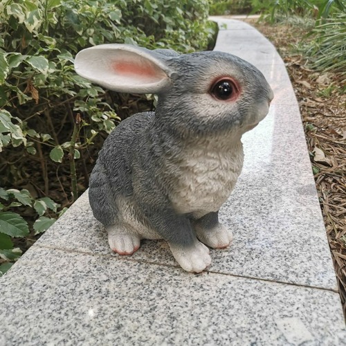 グレーラビット２個セット アウトドア ガーデンレジンクラフト 庭 置物