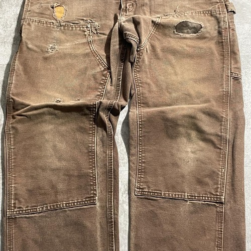 USA生地製 ダークブラウン ダブルニー Carhartt B136 36×32 詳細写真5