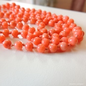 英国アンティークジュエリー 9ctゴールド コーラル ロングネックレス(ソーティングメモ付)