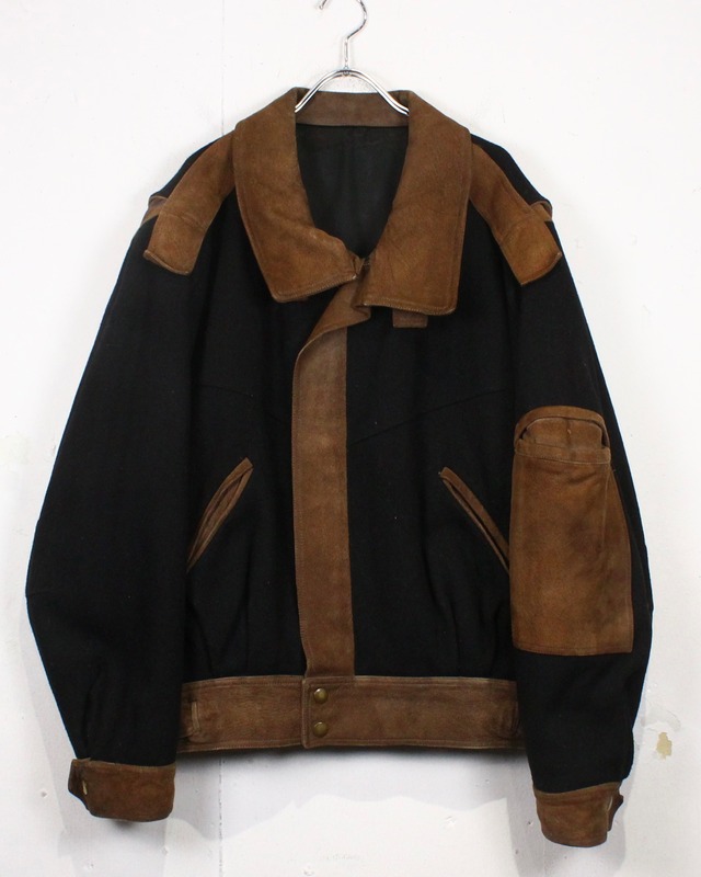 【Caka act2】“ENRICO COVERI”Suede Switching Design Loose Wool Jacket