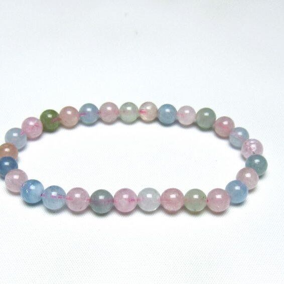 ミックスカラーベリル ブレスレット 6mm 一点物 メール便可 [M便 1/10] 111-48850