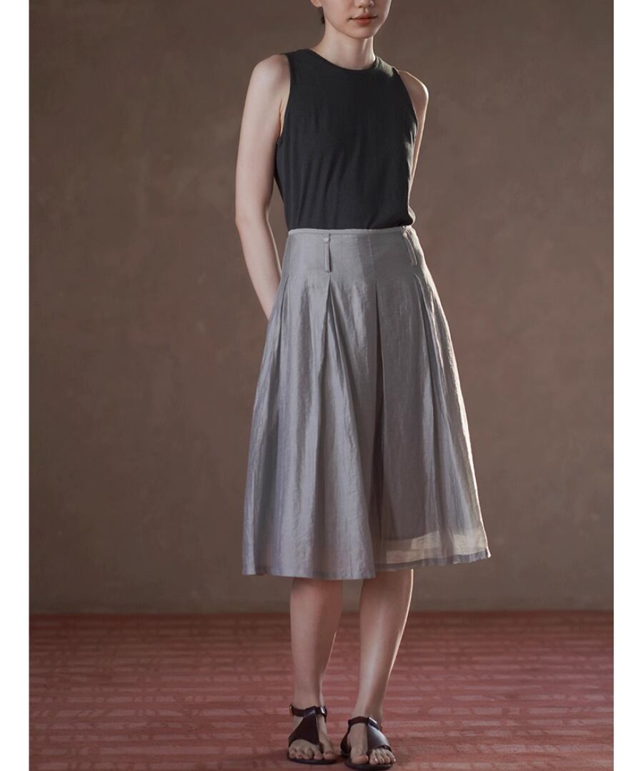 リネン混◆プリーツスリミングスカート【s-60249】