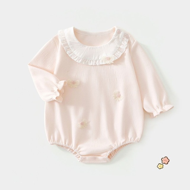 【66-90】蝶結びピンクロンパース C1110
