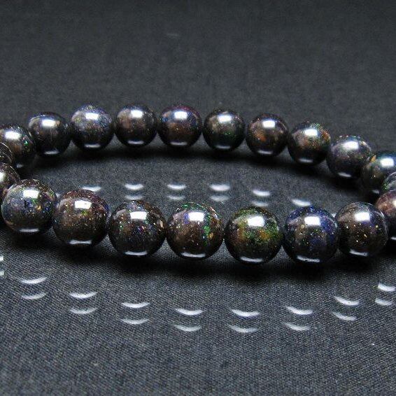 ブラックオパール ブレスレット 10mm 一点物 111-37955