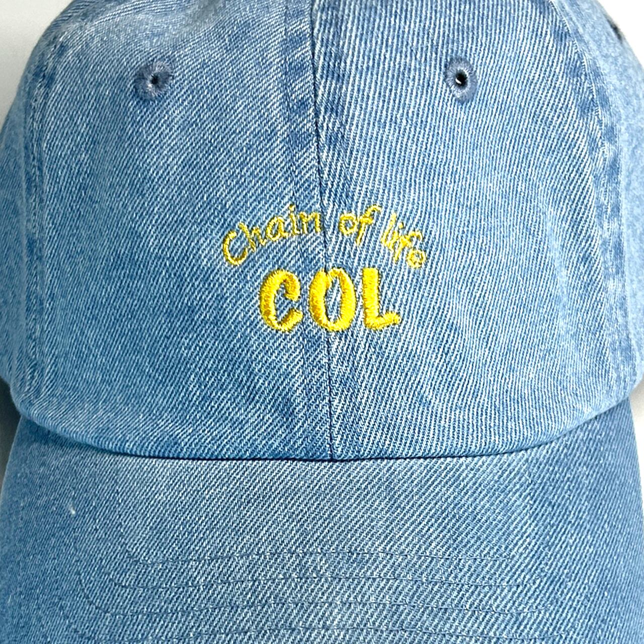 デニムキャップ LIGHT BLUE LOGOオレンジ【 COL SMALL LOGO