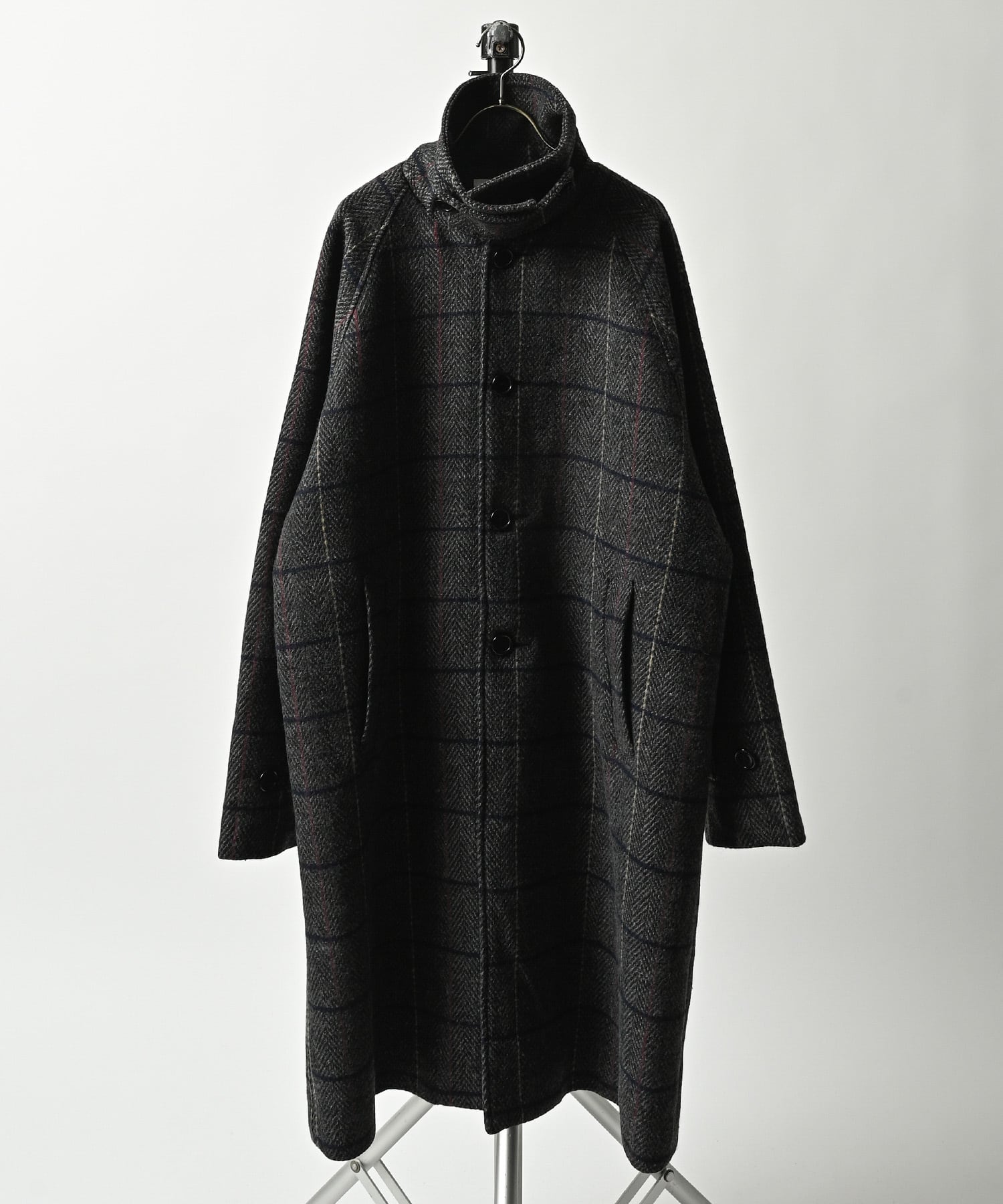 ATELANE tweed stainless steel collar coat (BLK) 25A-23030
