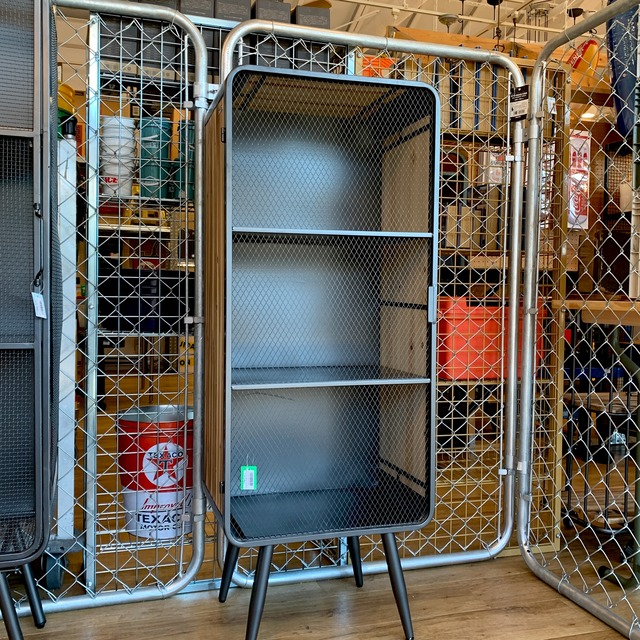 Wood & Iron Mesh Cabinet