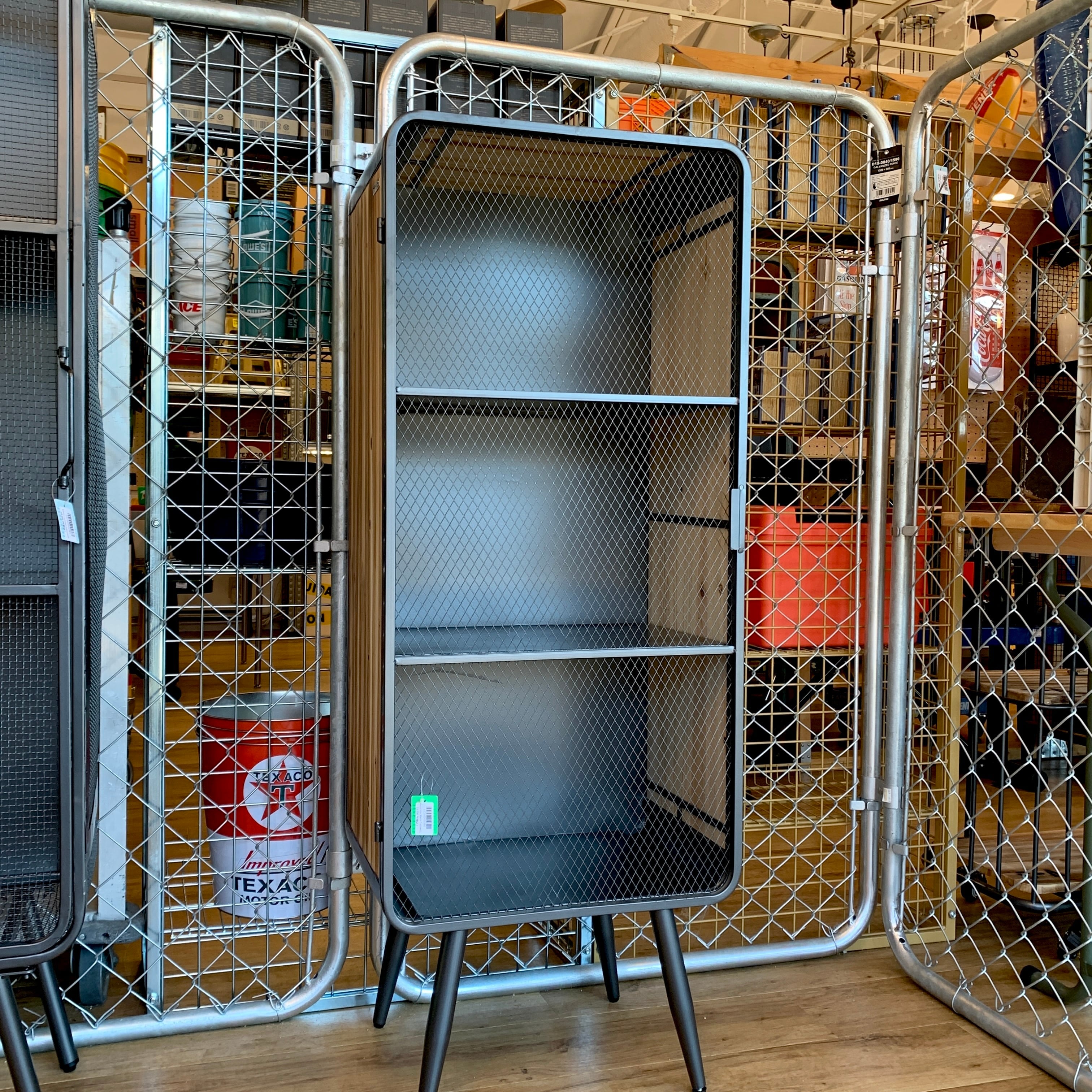 Wood & Iron Mesh Cabinet