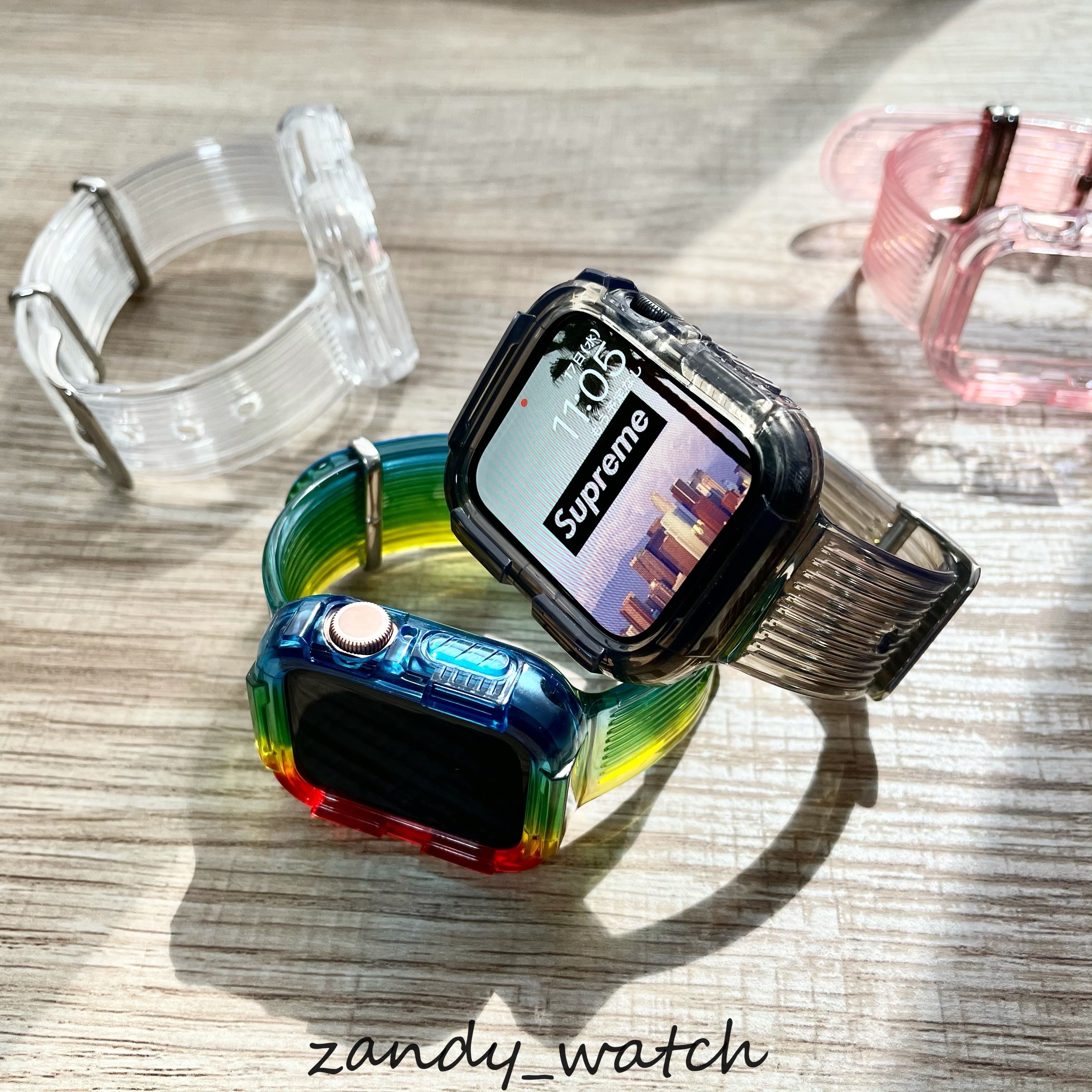 クリアBR★アップルウォッチバンド ラバーベルト カバー　Apple Watch