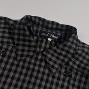 90s Miss Chloe ミスクロエ チェック 長袖 ワンピース /グレー系 レディース ビンテージ