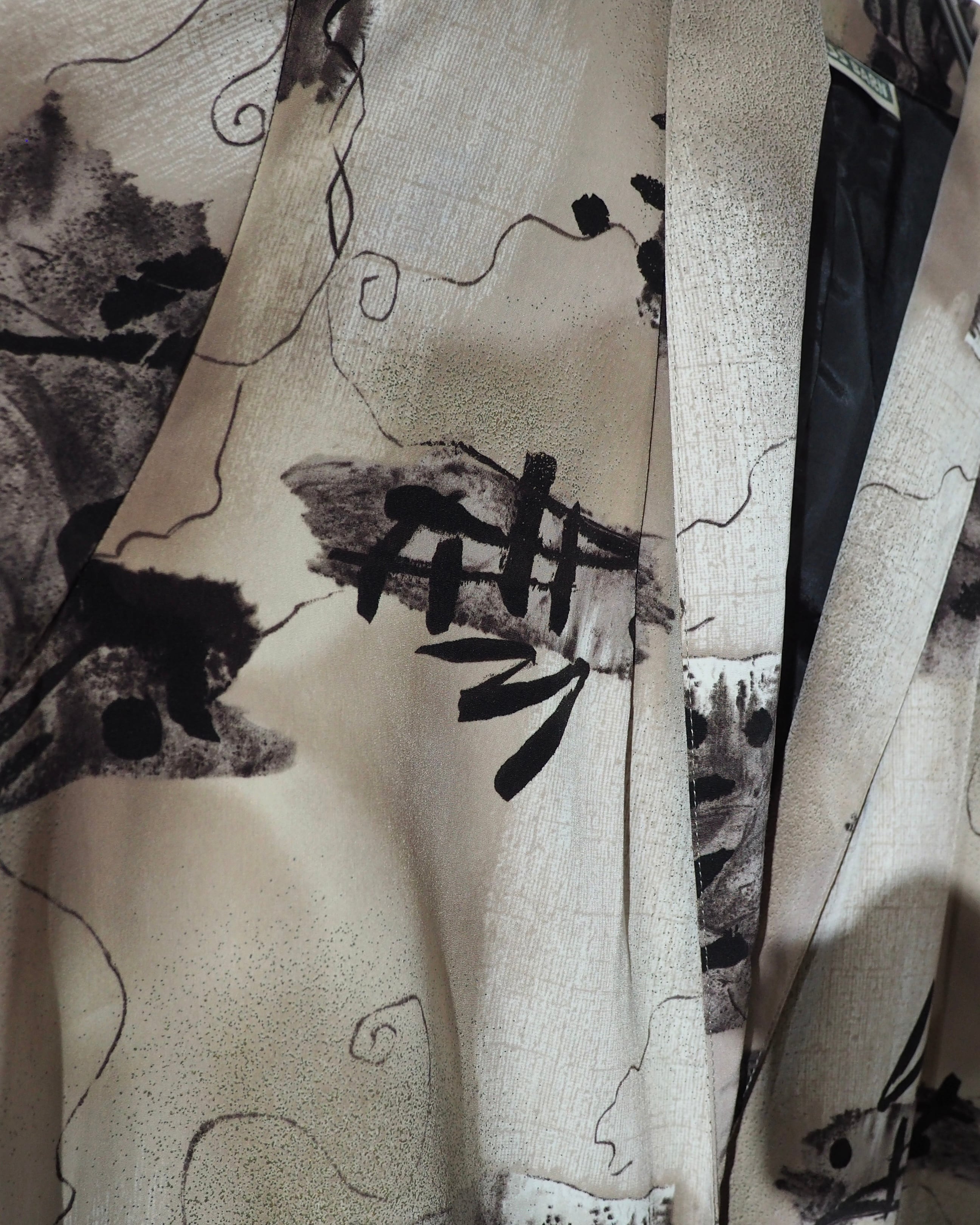 1980 - 90s " 漢字 " Ink painting vintage Easy Tailored jacket