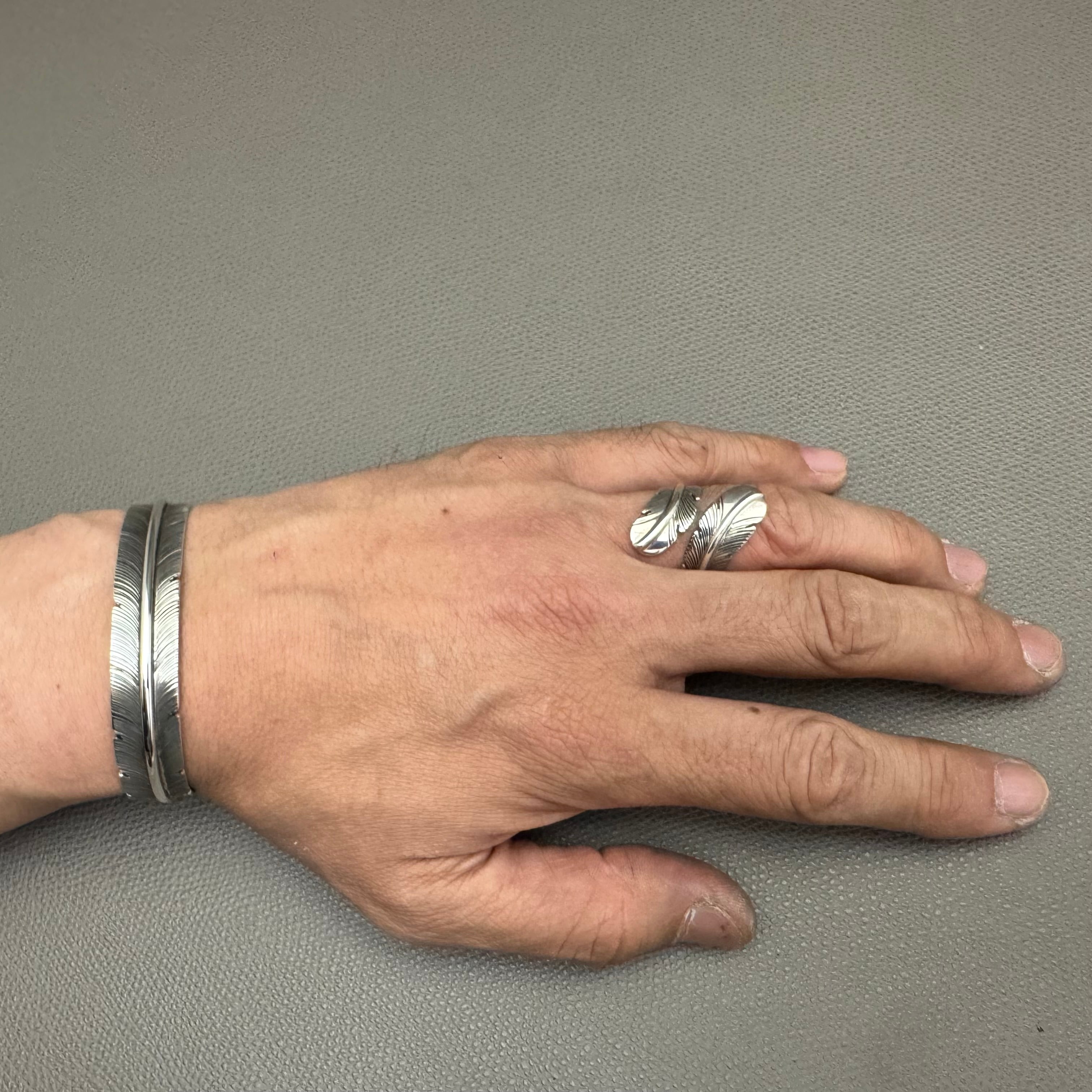 Harvey Mace リング Indian jewelry Navajo NAVAJO（ナバホ）族 Harvey Mace作 フェザーリング 15.5号 シルバー