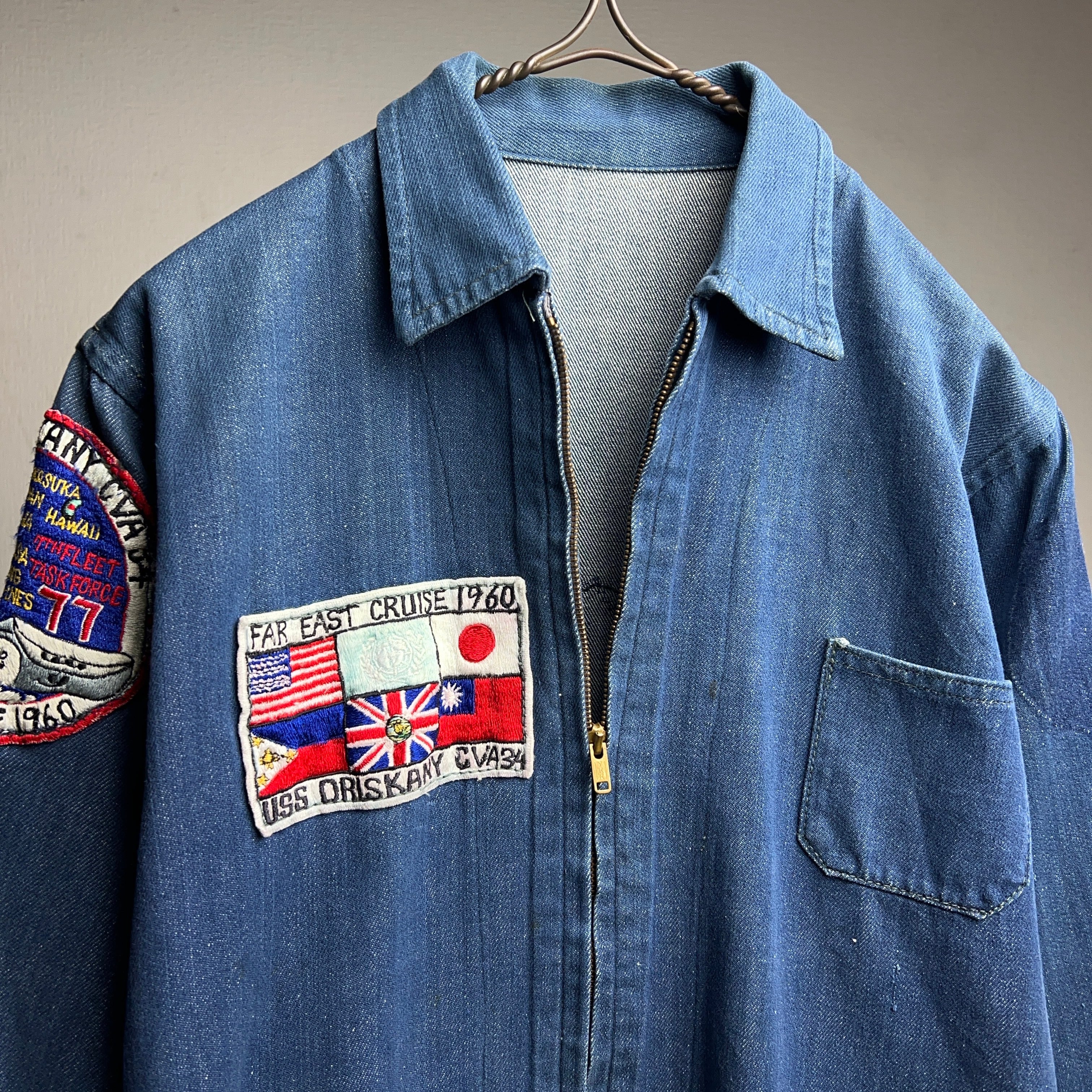 1960's U.S.NAVY Souvenir Denim Coverall Jacket VATDYE 60年代