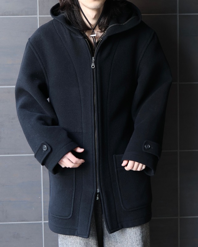 Zip-up hoodie mid-length coat