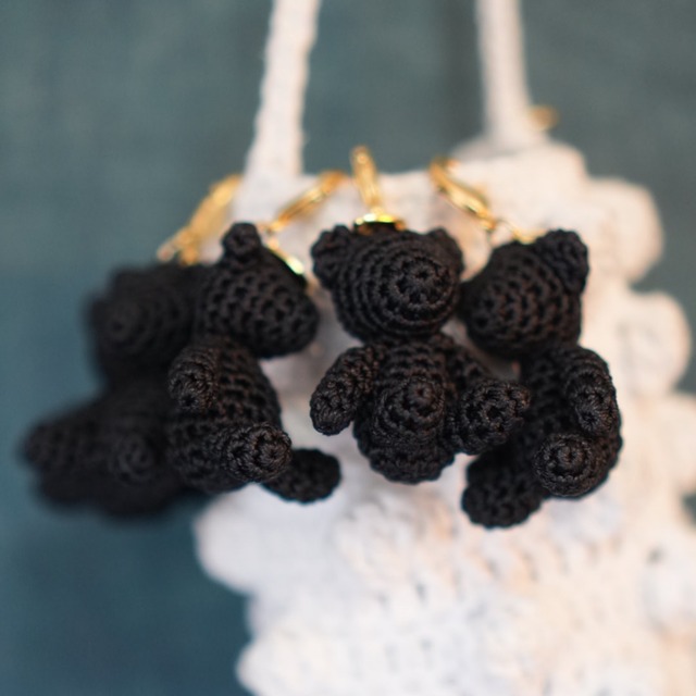 Mini Bear Charm / Black  / シルクのテディベアチャーム