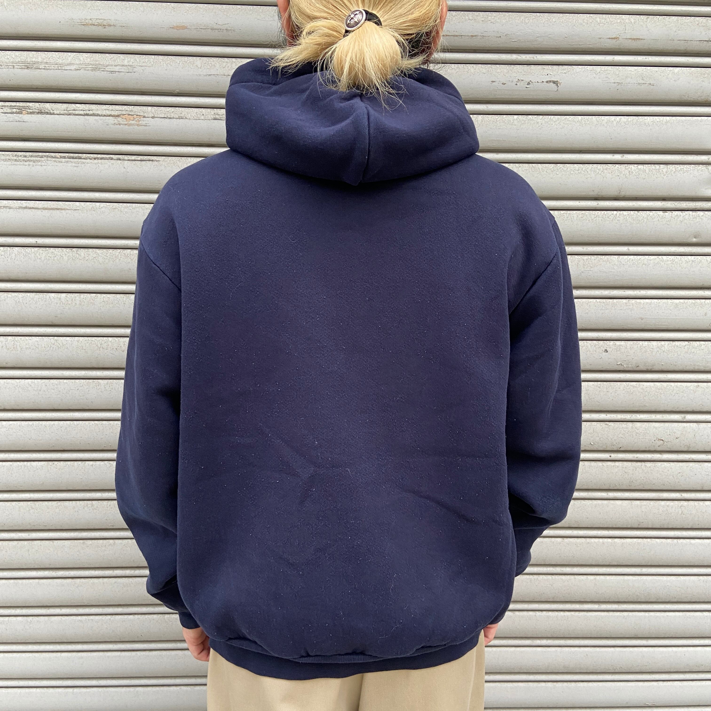 80s〜90s カーハート　ジップパーカー　ネイビー　裏地サーマル 80s 90s carhartt ジップパーカー 裏地サーマル ネイビー M相当 | 古着