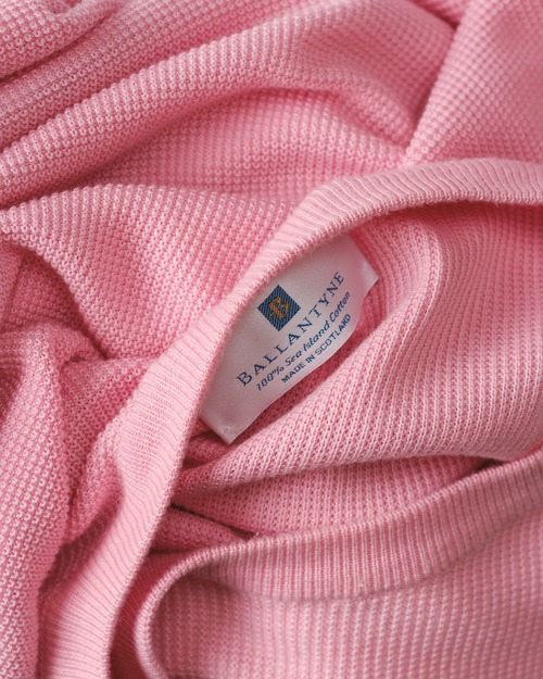 [Late 1990s-] "BALLANTYNE" Sea Island Cotton Waffle Knit (Made in Scotland)