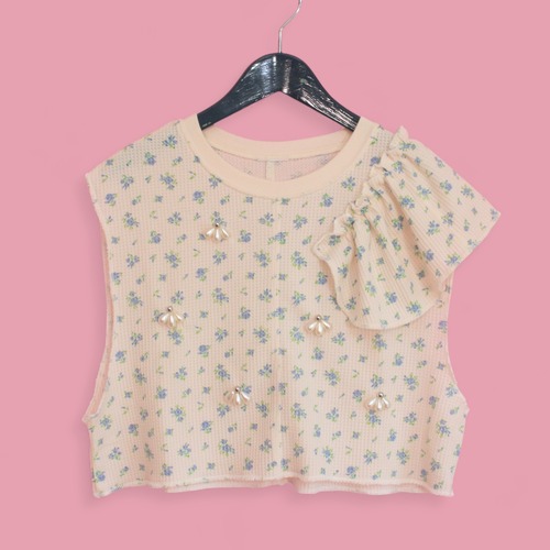 blue flower thermal pullover