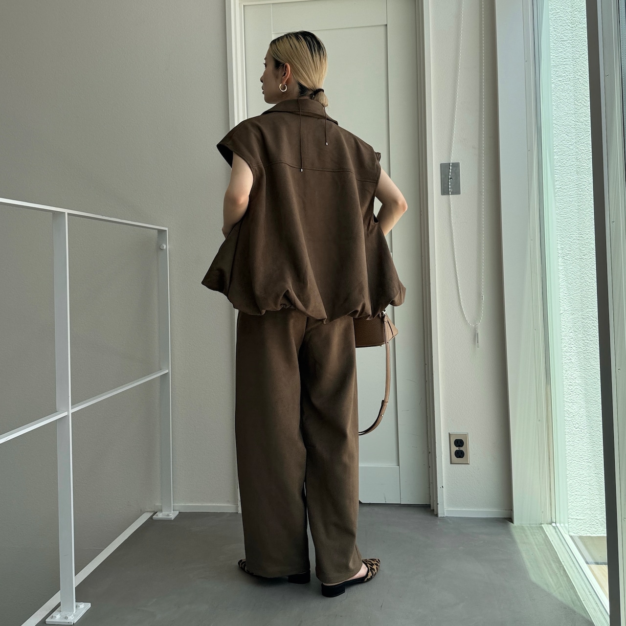 Wジップスウェードvest/ブラウン