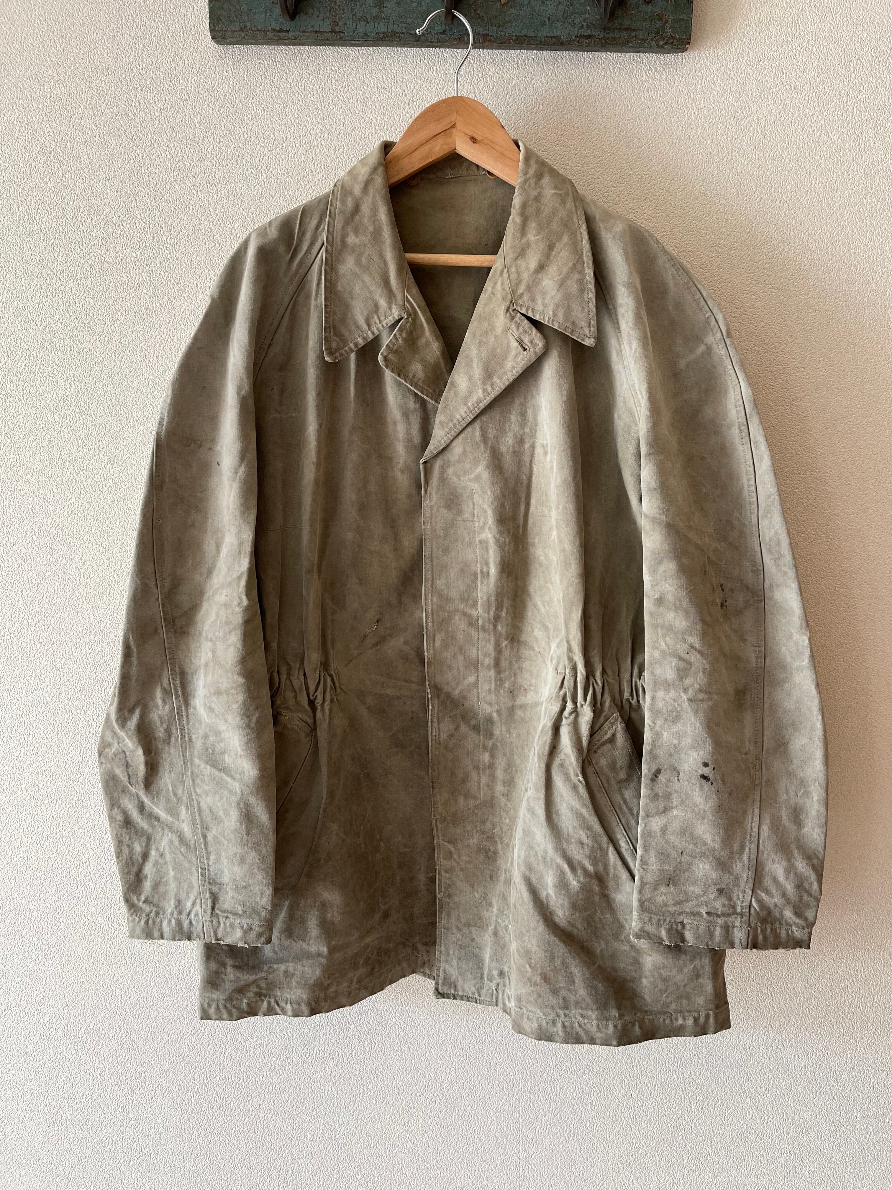 30's French vintage linen hunting Jacket