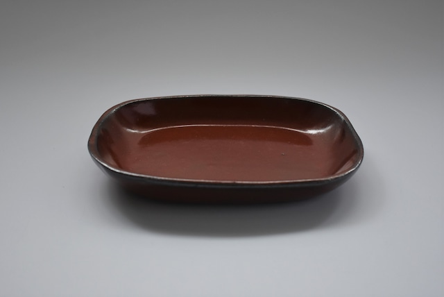 長方形の中皿（取り皿、銘々皿、中皿）赤土×鉄赤釉