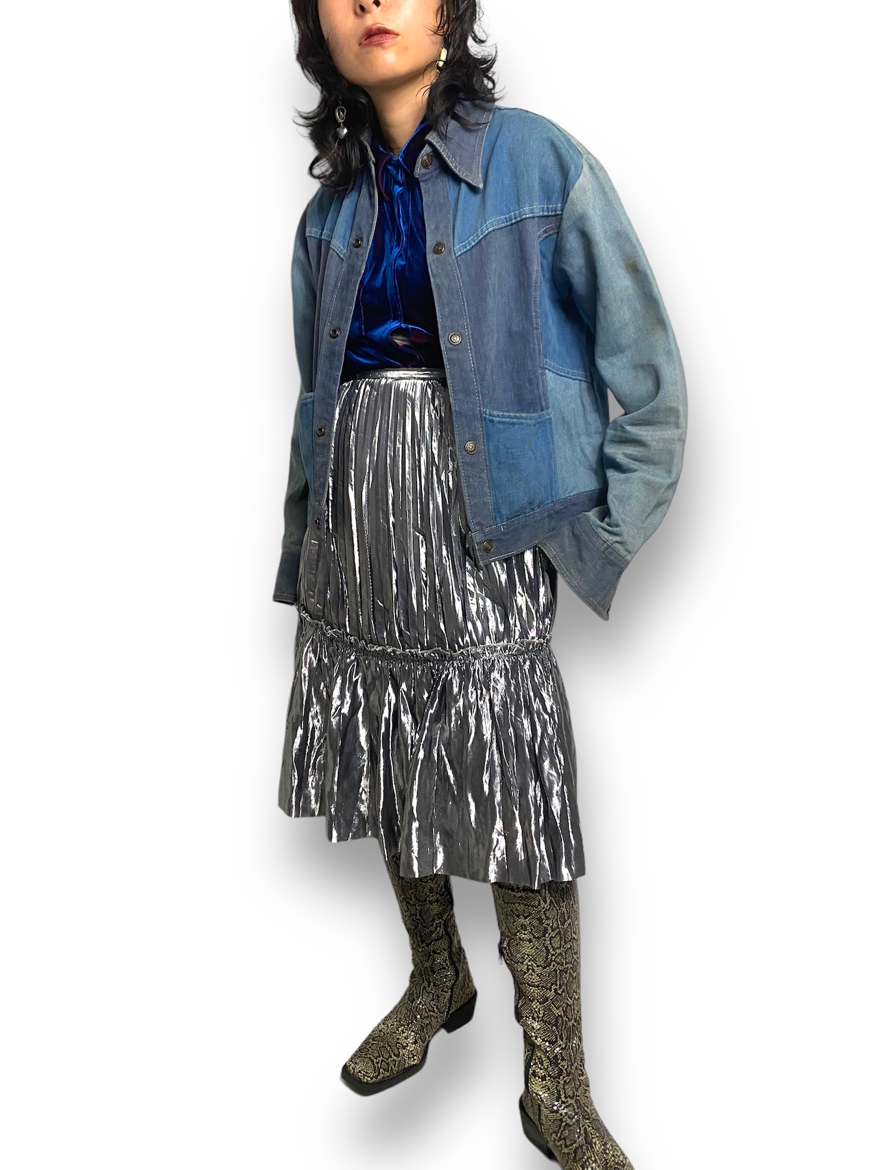 Crazy pattern denims jacket