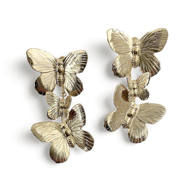 蝶モチーフ・イヤリング＆ピアス【TER-335-GO,SI】