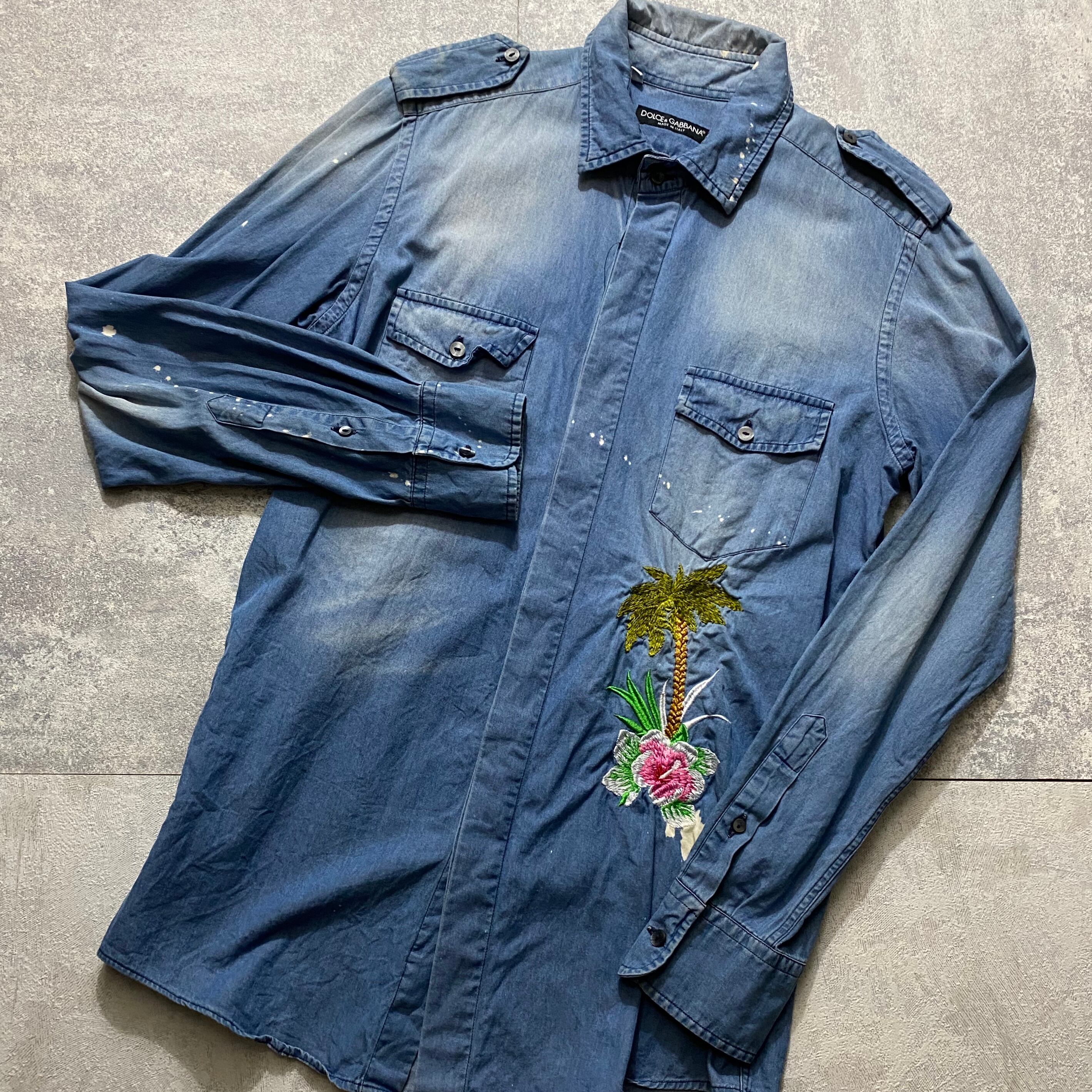 DOLCE&GABBANA honolulu embroidery denim shirt | NOIR ONLINE