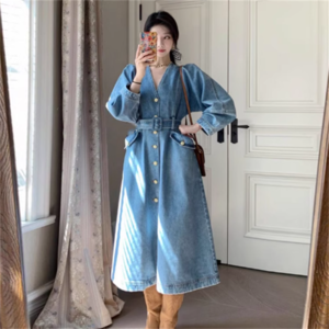 【送料無料】 ワンピース ロングワンピ ロング ミモレ 長袖 Vネック Aライン フレア ポケット ベルト デニム エレガント 可愛い 大人可愛い きれいめ シンプル カジュアル シック コンサバ 華やか 大人 上品 おしゃれ お洒落 主役級 こなれ感 高見え 無地 春 秋 レディース 女性用 ママ 20代 30代 40代 デート お出かけ 女子会 お呼ばれ 休日 お茶会 授業参観 着回し 普段使い ファッション コーデ スタイル 楽ちん 体型カバー 定番 プチプラ 着痩せ