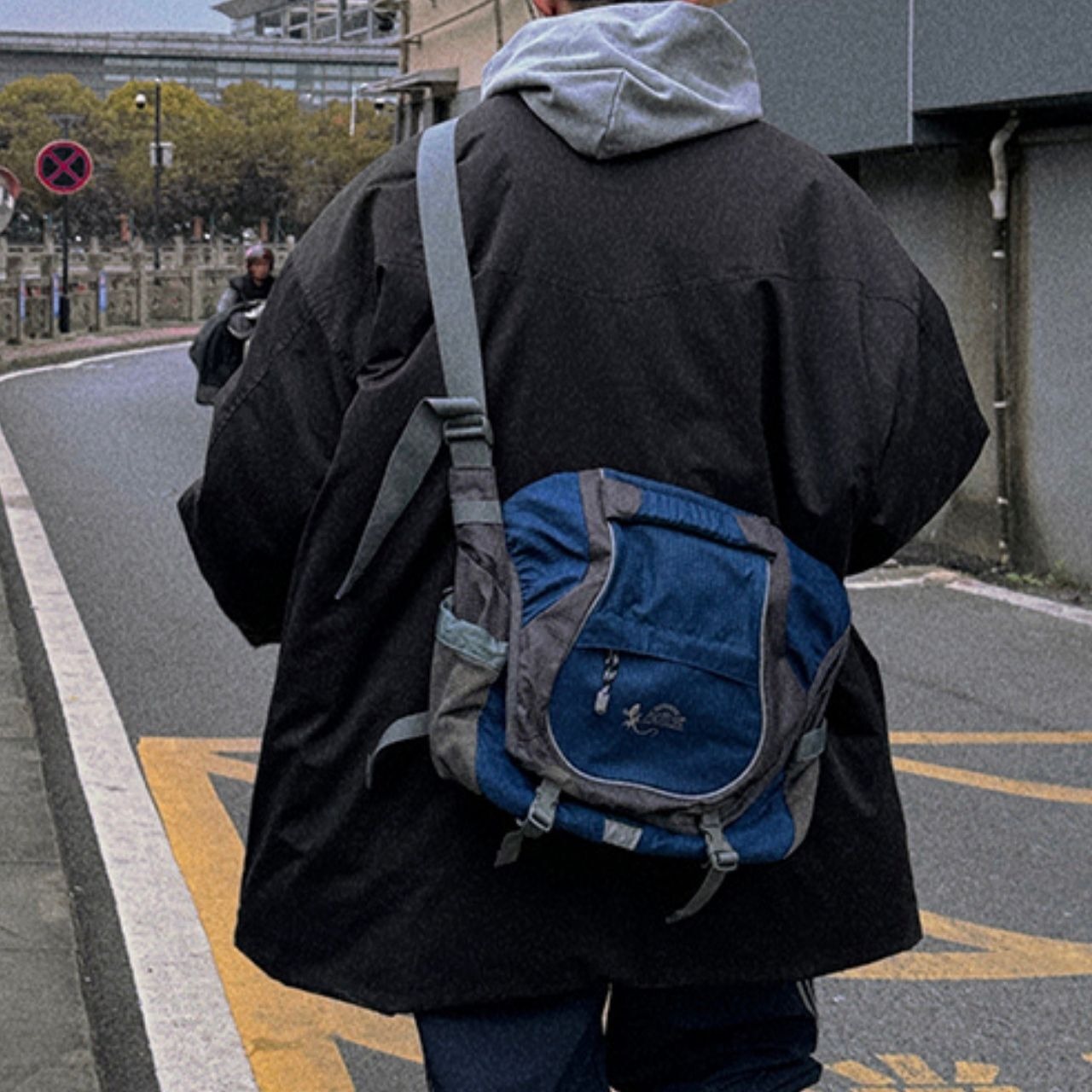 チャコールグレービッグキルトジャケットコート　1053