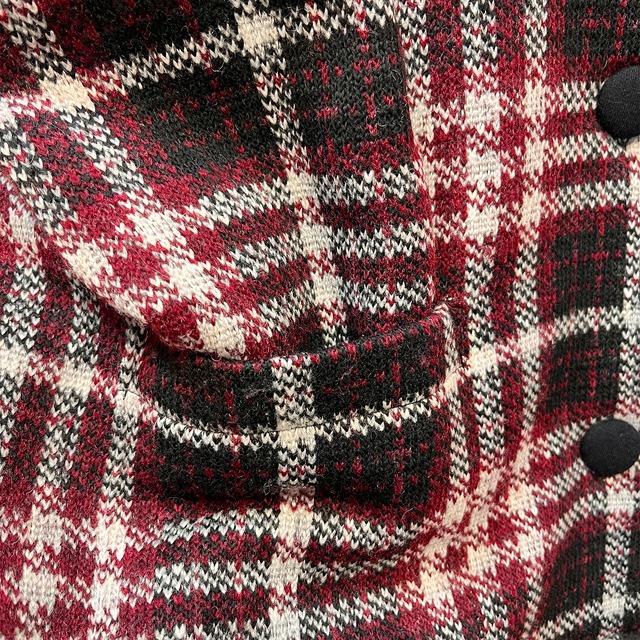 ビッグカラー レトロ調 ハーフコート｜赤チェック｜画像10