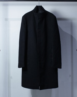 【Caka BLACK】“Calvin Klein Collection” Minimal Design Stand Collar Wool Coat