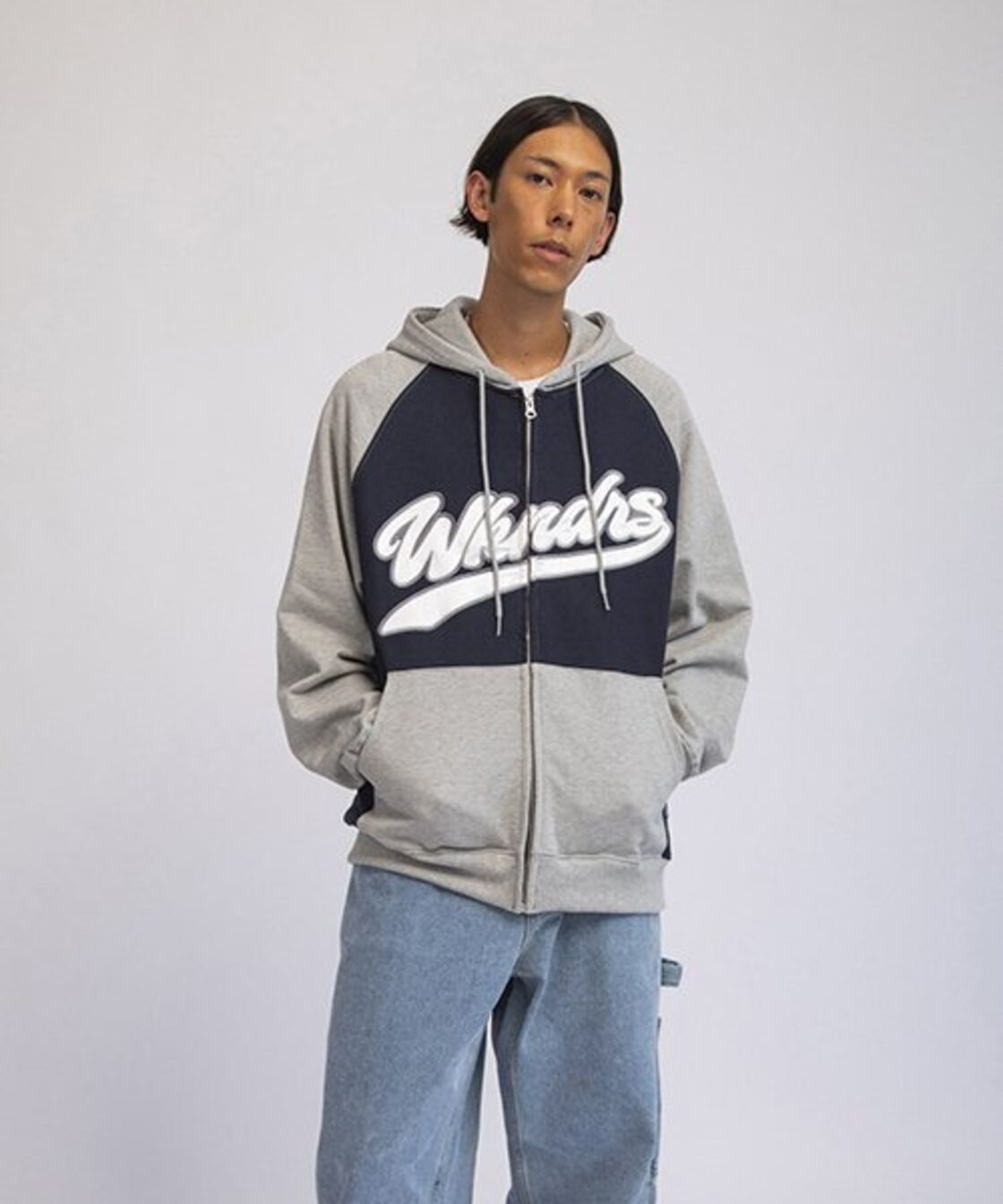 ☆aespa カリナ 着用！！【WKNDRS】BASEBALL SCRIPT ZIPUP HOODIE 
