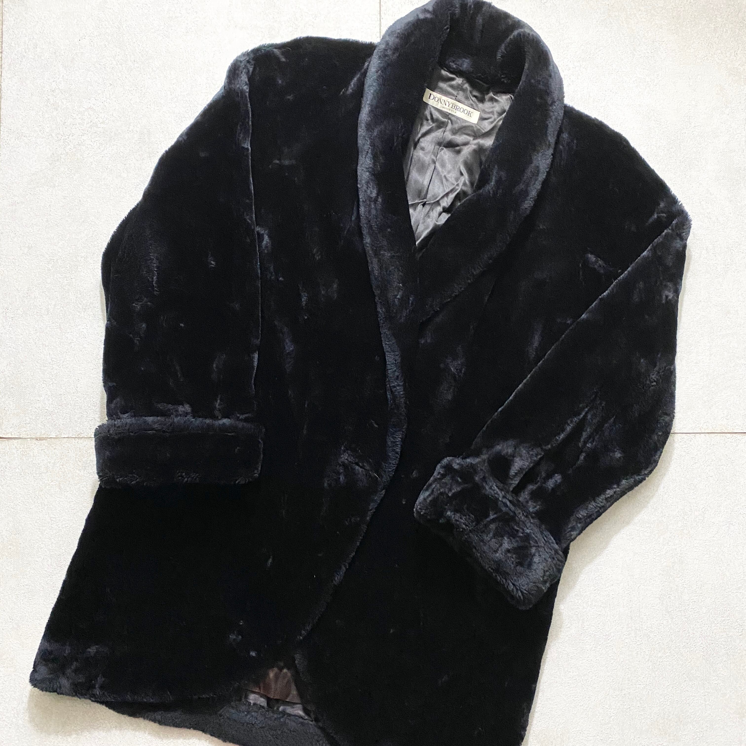 vintage DONNYBROOK black fake fur coat | NOIR ONLINE