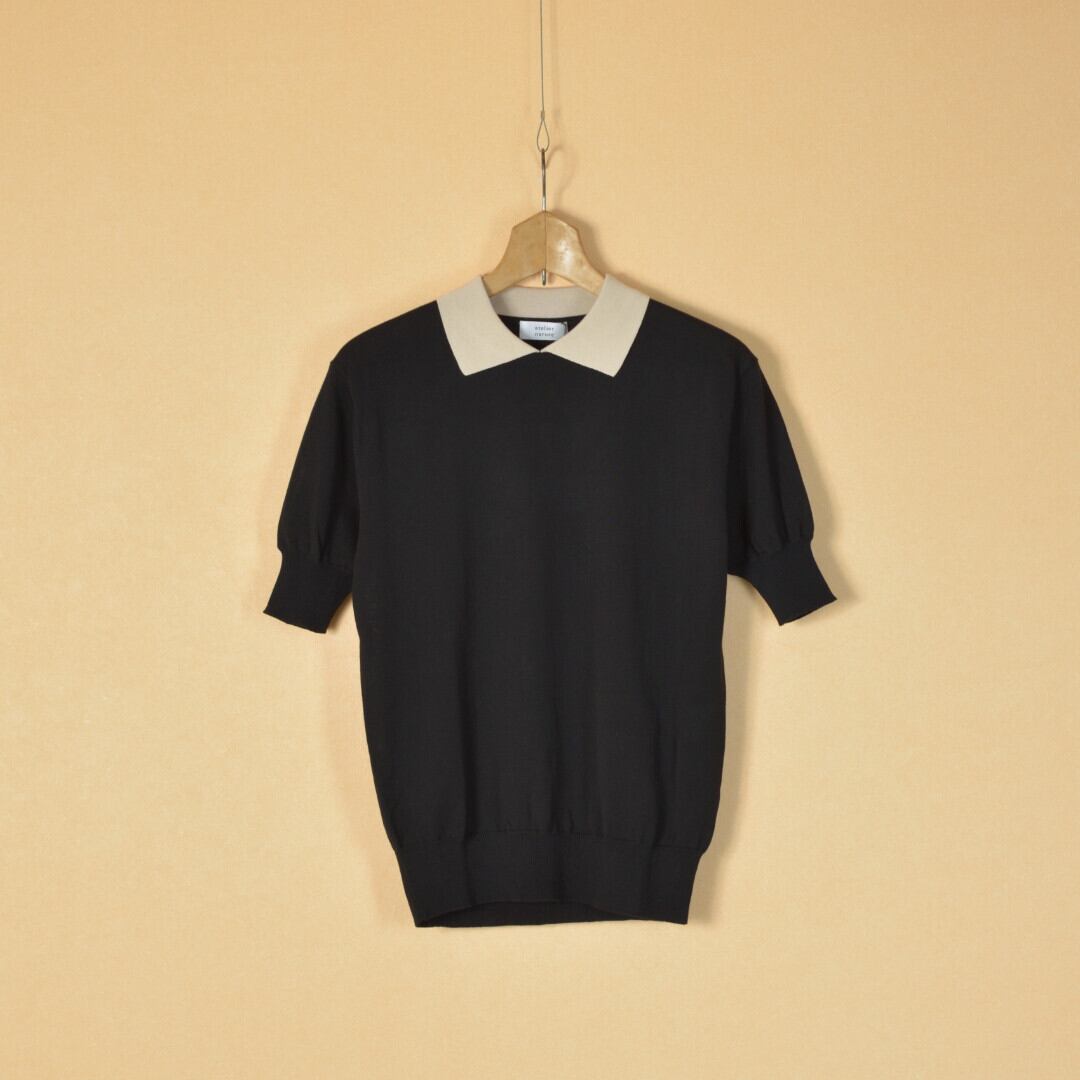 atelier naruse アトリエナルセ コットン襟付きニット・ブラック