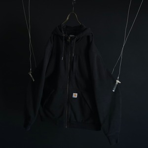 " Carhartt " over silhouette black color full zip-up sweat parka