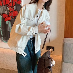 【送料無料】 ジャケット ブルゾン レディース 春秋 韓国 ライトアウター 大人 きれいめ シンプル カジュアル ライトアウター スタンドカラー ナチュラル ゆったり 体型カバー 大人可愛い 大人女子