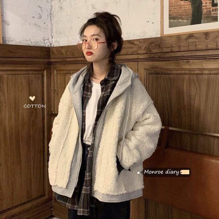 スタンダードファーコート ルーズフードトップス レトロ ストリート モンロー82503747689