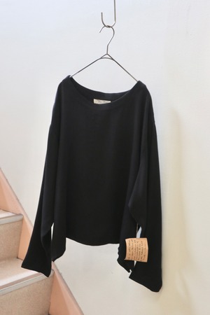 90s-00s black silk relax pullover