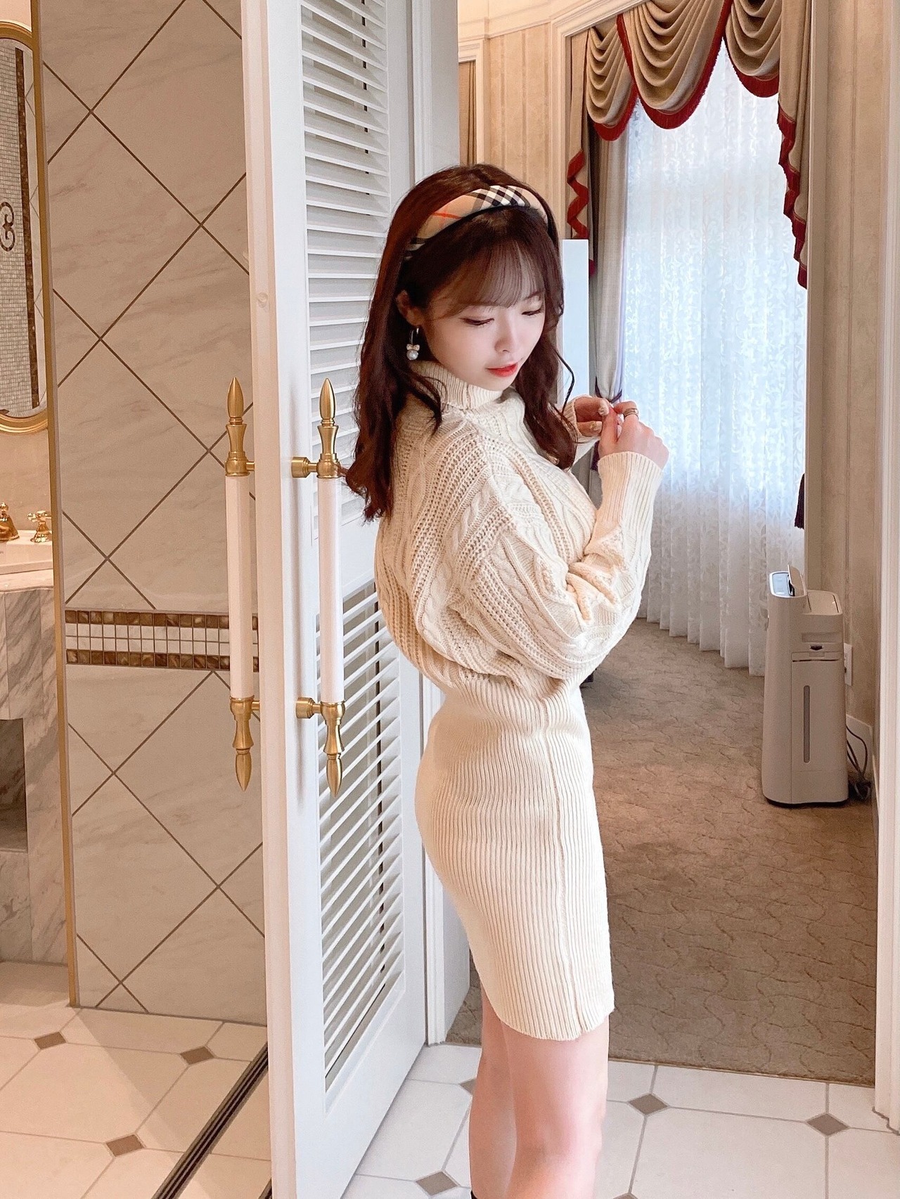 【再入荷】cable knit onepiece