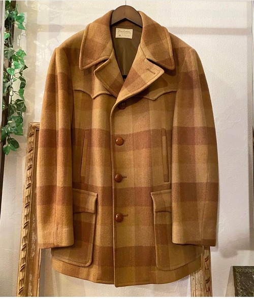 70's "Pendleton"  check pattern  western wool runch coat【L〜XL 】