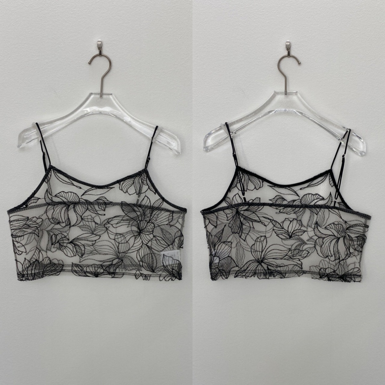 フラワー刺繍チュールbustier/ブラック