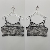 フラワー刺繍チュールbustier/ブラック
