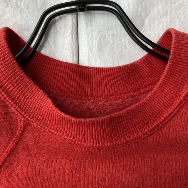 半袖スウェット カレッジ 60s フロッキープリント レッド ラグラン ヴィンテージ古着 画像7